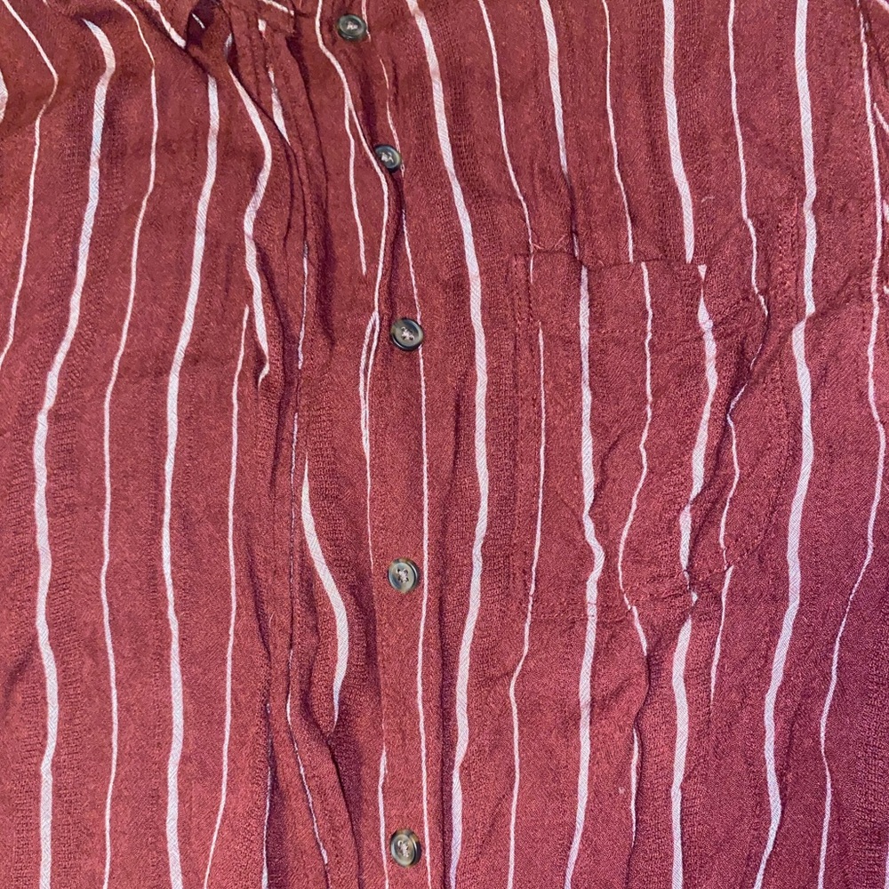 American Eagle Red Striped Button Down - image 5